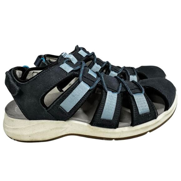 Clarks Solan Sail Fisherman Sandal Navy Combi Suede 7M - Picture 3 of 12